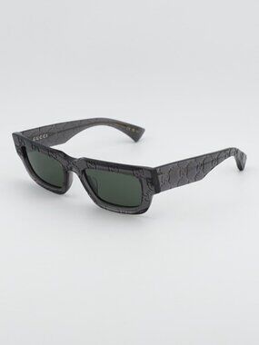 Gucci GG1838S 011 Sunglasses Grey with GG Pattern Rectangle Frame, Grey Lenses